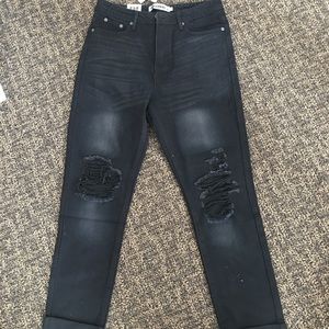 Distressed black jeans
